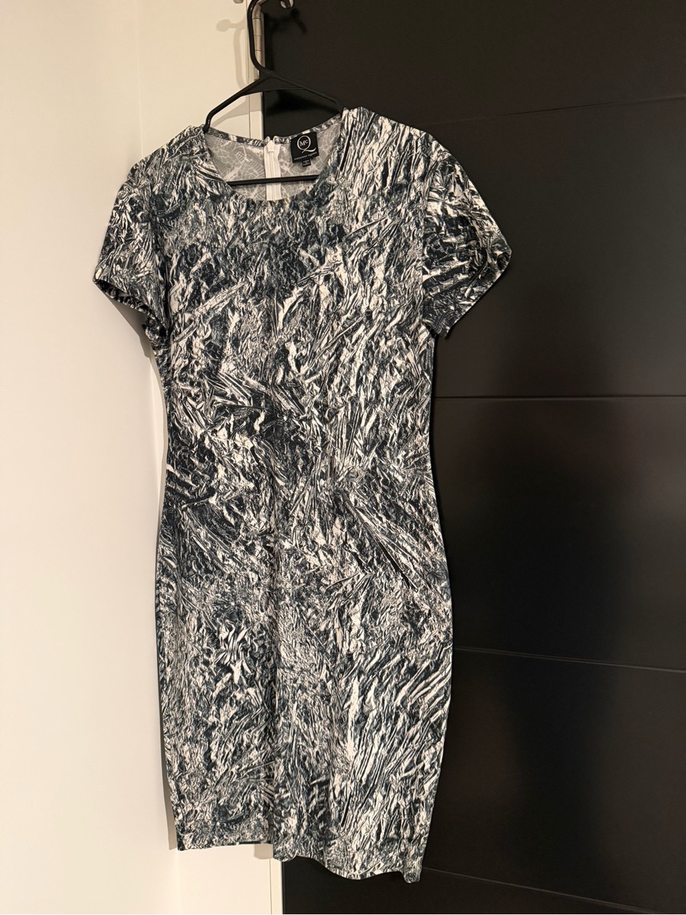 Alexander McQueen Black and White Abstract Sheath Dress